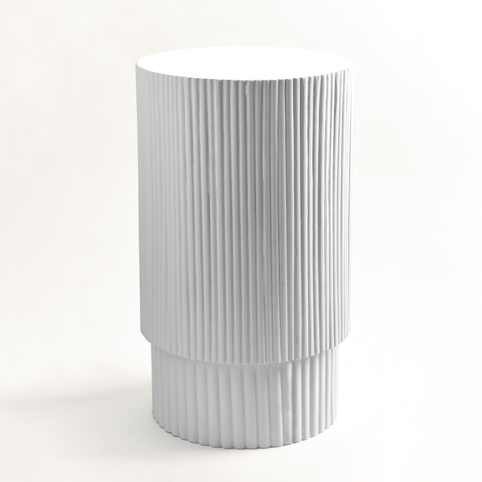 White Stripes - Wooden Side Table - Beech Wood - Round 0