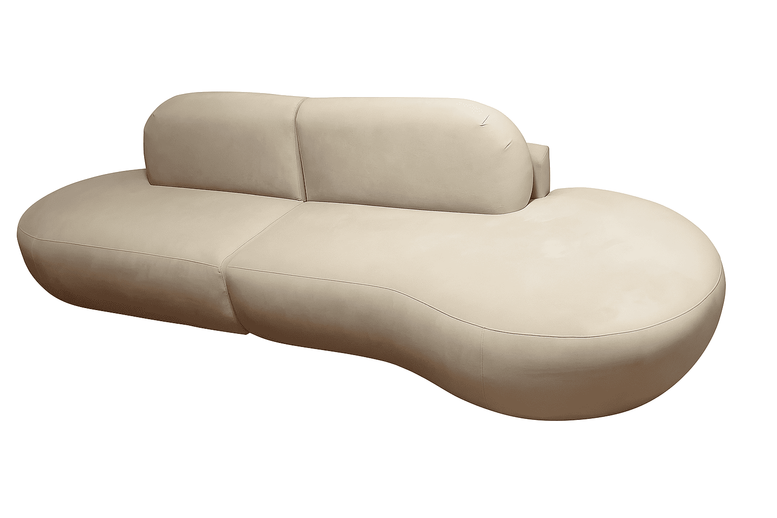Curved Upholstered Couch with Beech Skirting 0