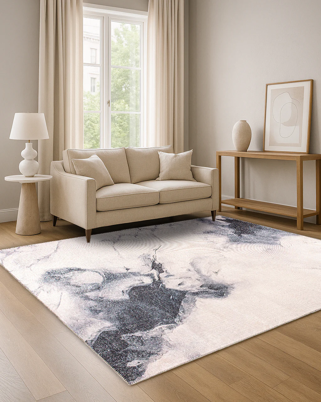 Luxora Digital Woven Rug – Marble-Inspired Elegance for Everyday Comfort 2