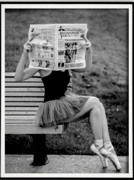 Ballet Dancer Reading Newspaper Art 0