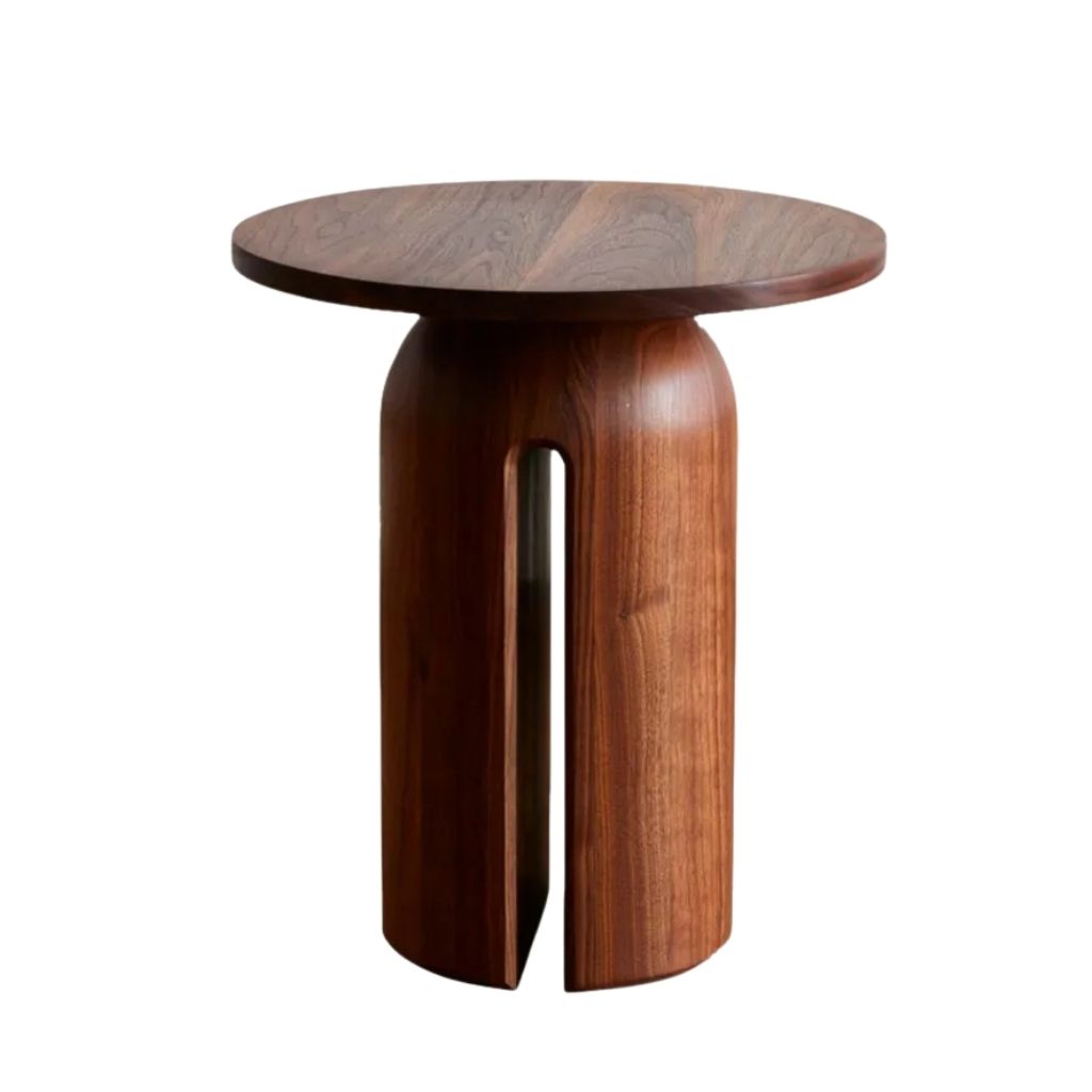 Makhroota Side Table - Walnut Veneer - Round Top 0