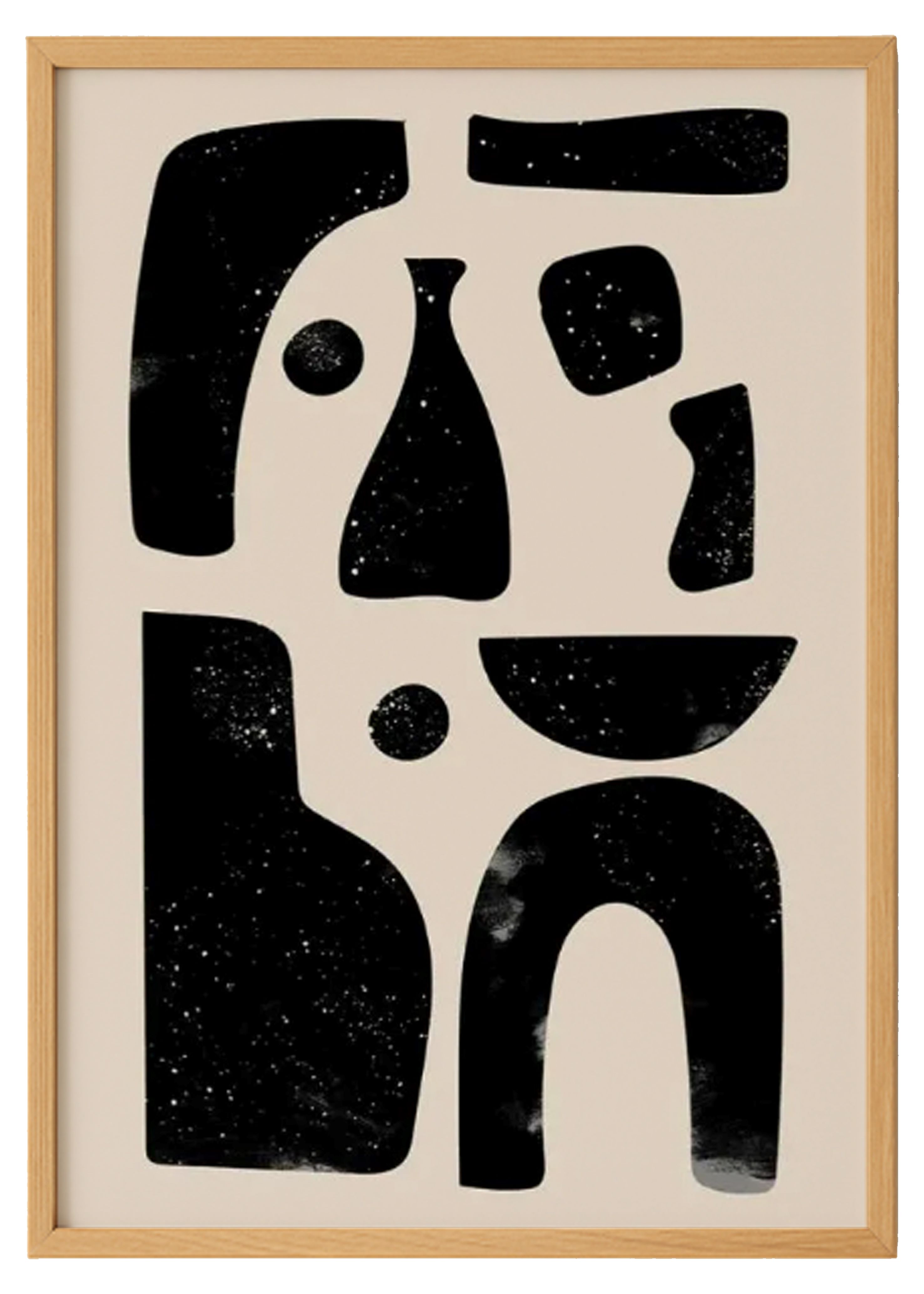 Abstract Black Printed Artwork With Wooden Frame 2 0