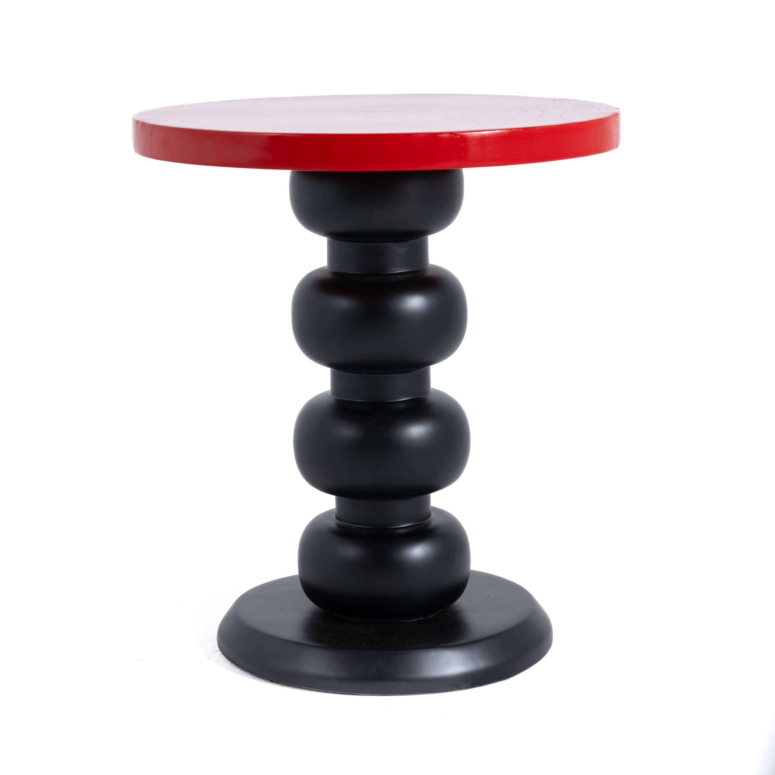 Ellis Fiberglass Side Table – Unique Design With Red & Black Lacquered Finish 0
