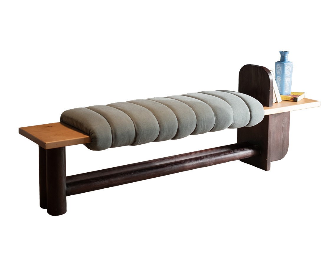 Nordica Aksel Bench In Beech Pine Wood & Seat Cushion 0