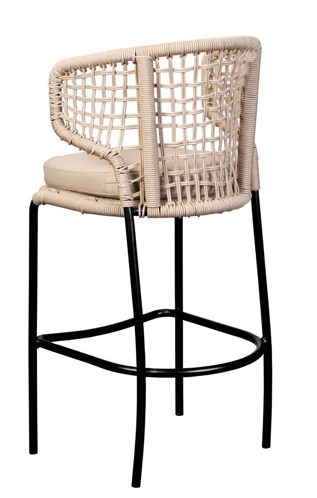 Mintra Rope Weave Bar Stool With Aluminum Legs and Treated Fabric Seat 1