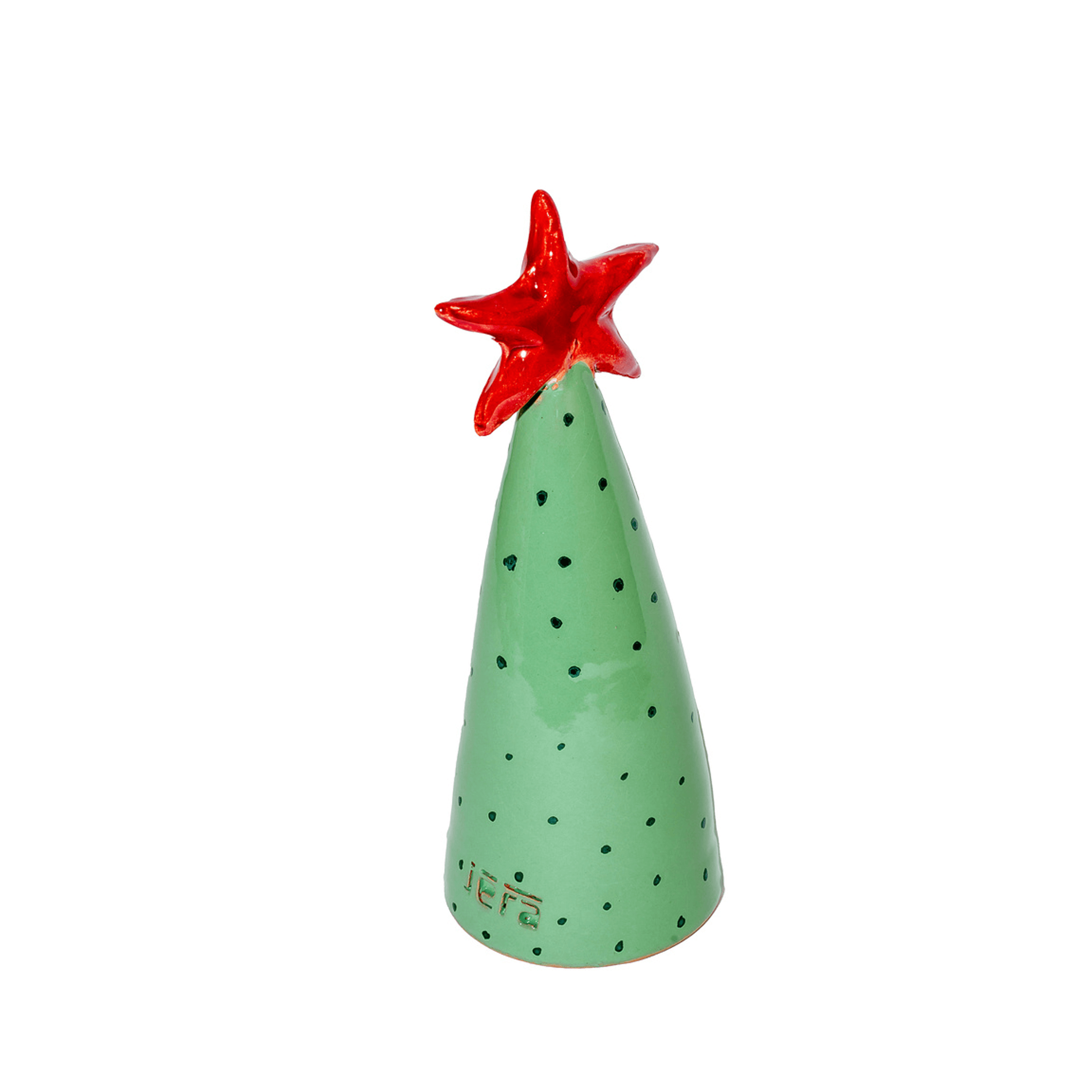 Pottery Christmas Tree With Red Star 0