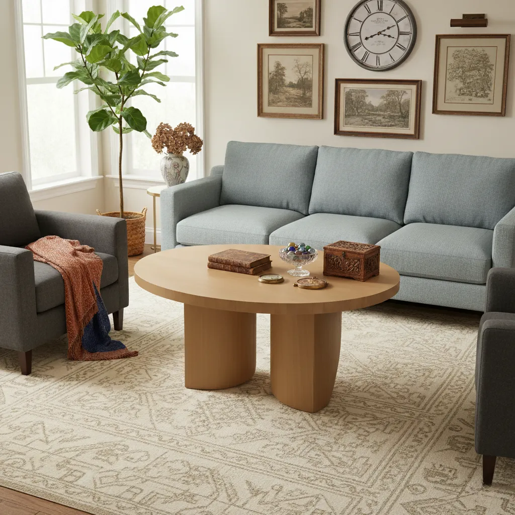 DEMI LUNE Table With Oak Veneer 1