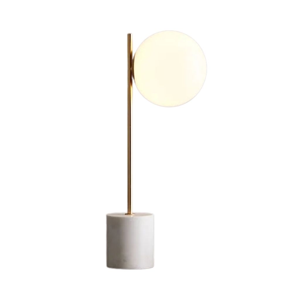Modern Gold Table Lamp With Marble Base and Opal Globe - YL748 0
