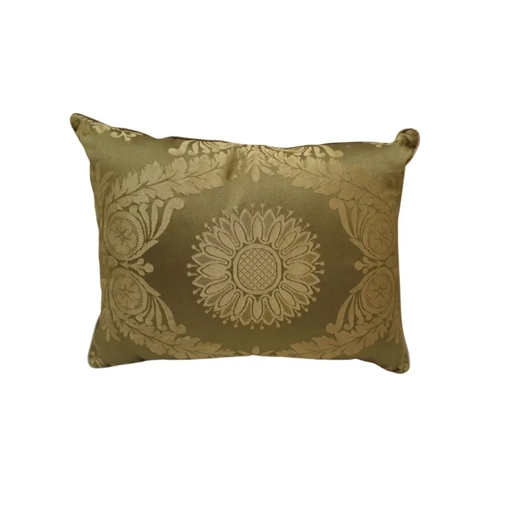 Medallion Silk Rectangular Cushion – Olive 0