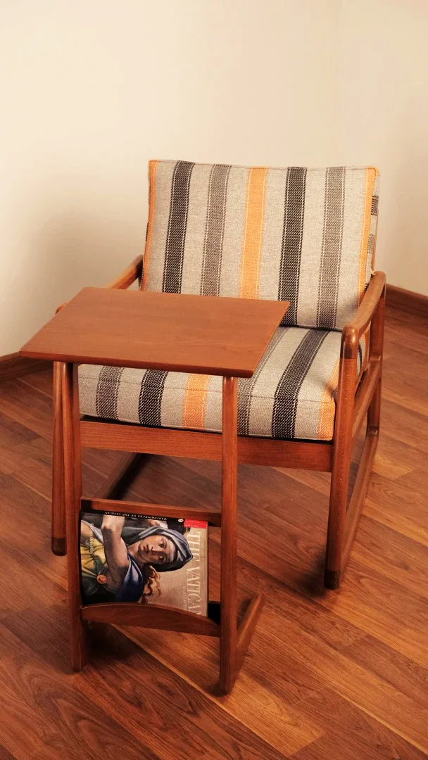 Uta Side Table - Slides Under Sofa - Sturdy Beech Wood 3