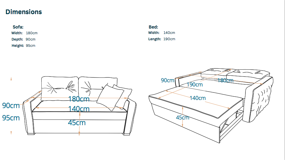 New York Pull Out Sofa Bed For 2 - Fully Upholstered 6