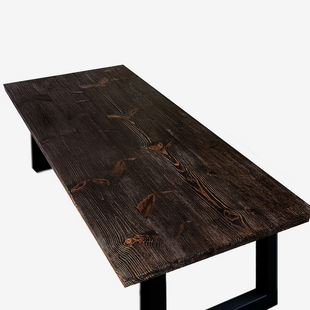 Fern Vintage Pinewood Table With Metal Legs 0