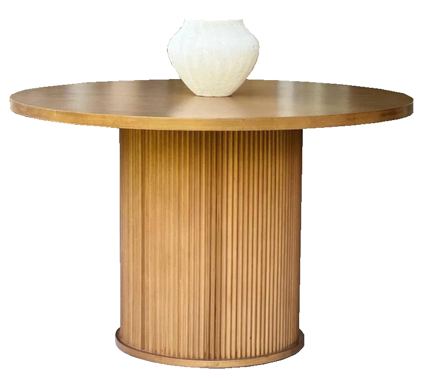 Aiden Round Natural Beech Wood Dining Table - Ribbed Base 0