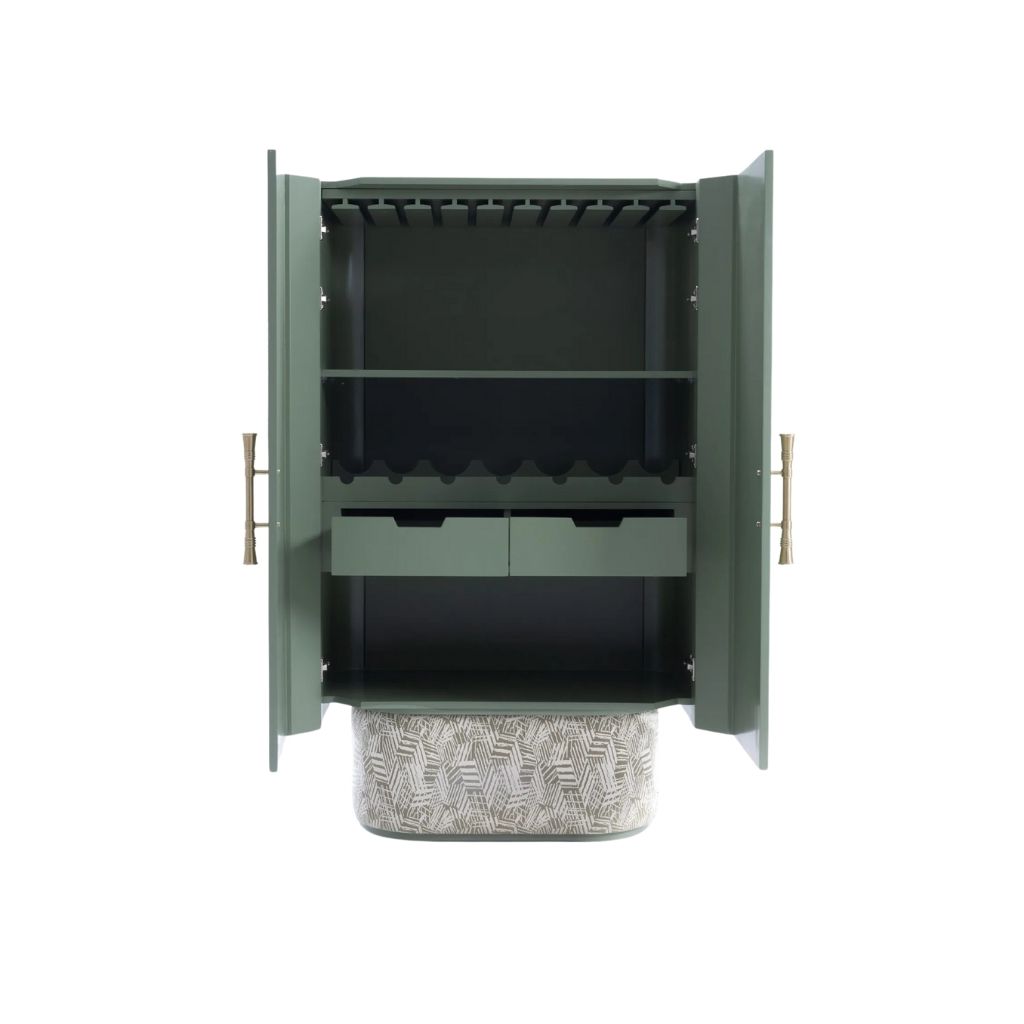 Cleo Bar Cabinet - Lacquered Beech Wood with Brass Handles 1