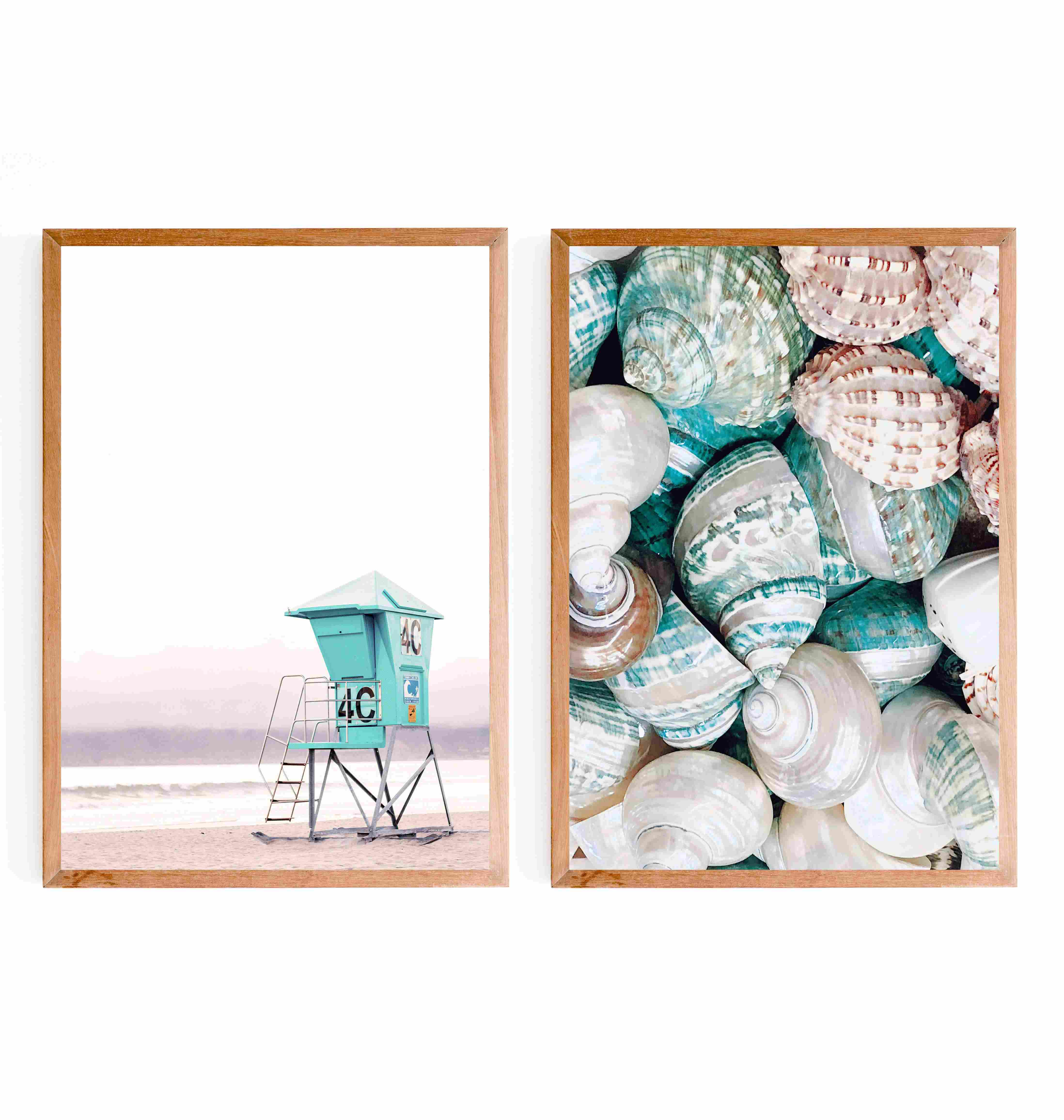 2 Beach Printed Artwork  With Wooden Frame 0