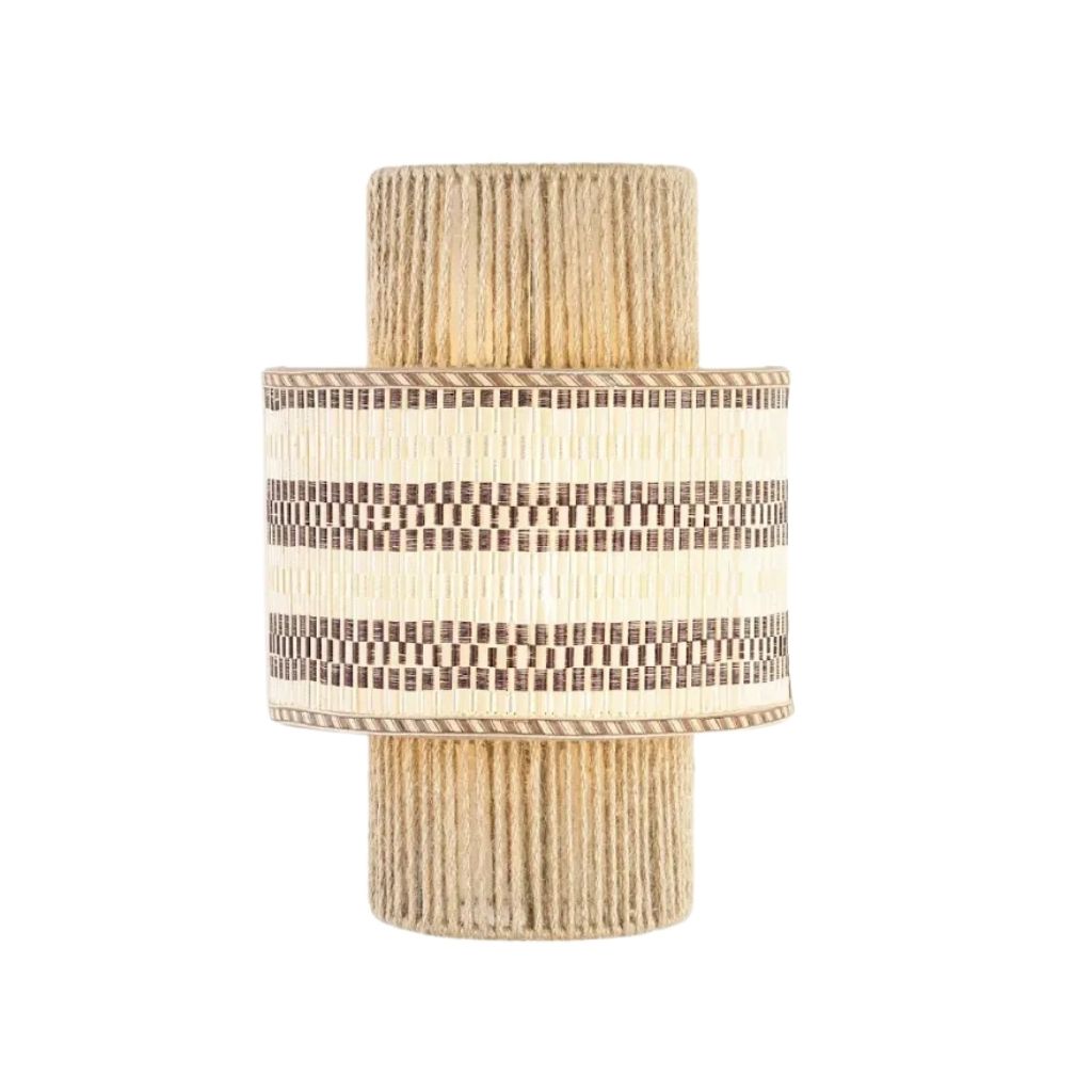 Bamboo & Jute Wall Lamp - Handwoven Boho Texture - BL23 0