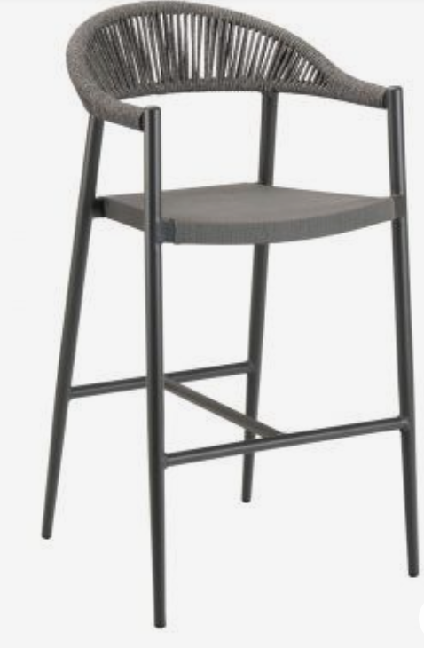 Miami Metal Frame Bar Stool With Woven Rope Backrest 0