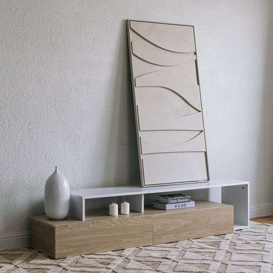 Alto Multi-Tier TV Unit – Modern Wooden Base With White Shelving and Drawer Storage 1