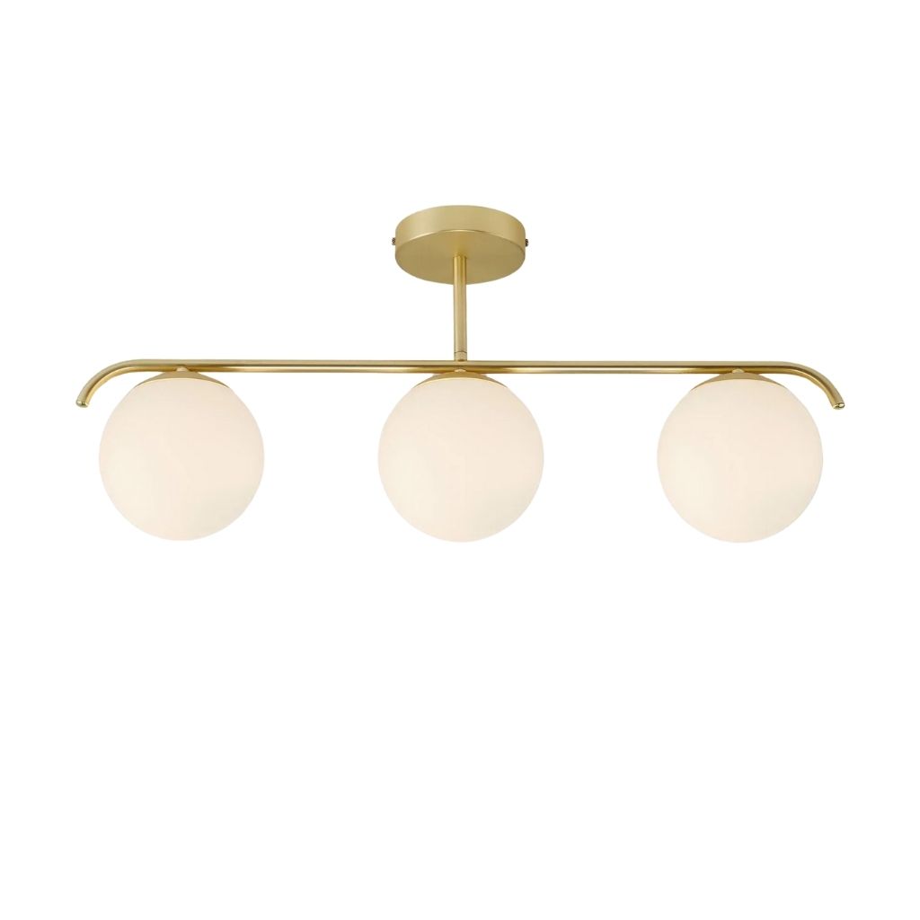 Modern Steel Ceiling Lamp With 3 Opal Glass Globes Gold - YL725 0