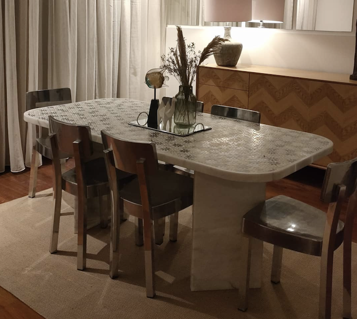 In Full Bloom Marble Dining Table With Mosaic Design 4