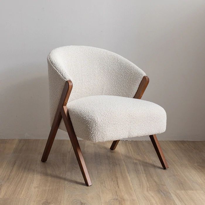 Dalia Armchair In Red Beech Wood & Plush Upholstery 0