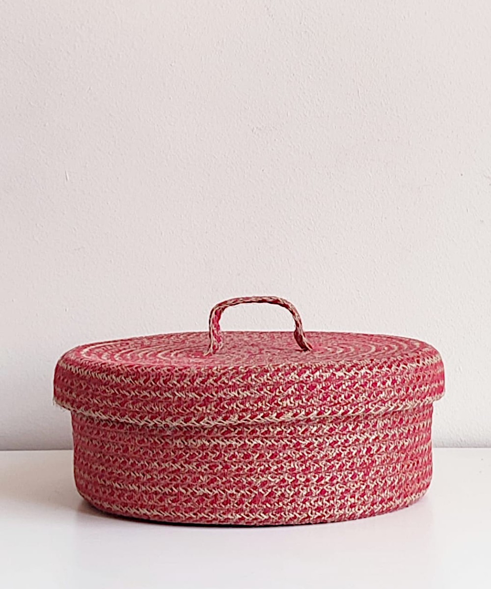 Colored Jute Basket with Lid 1