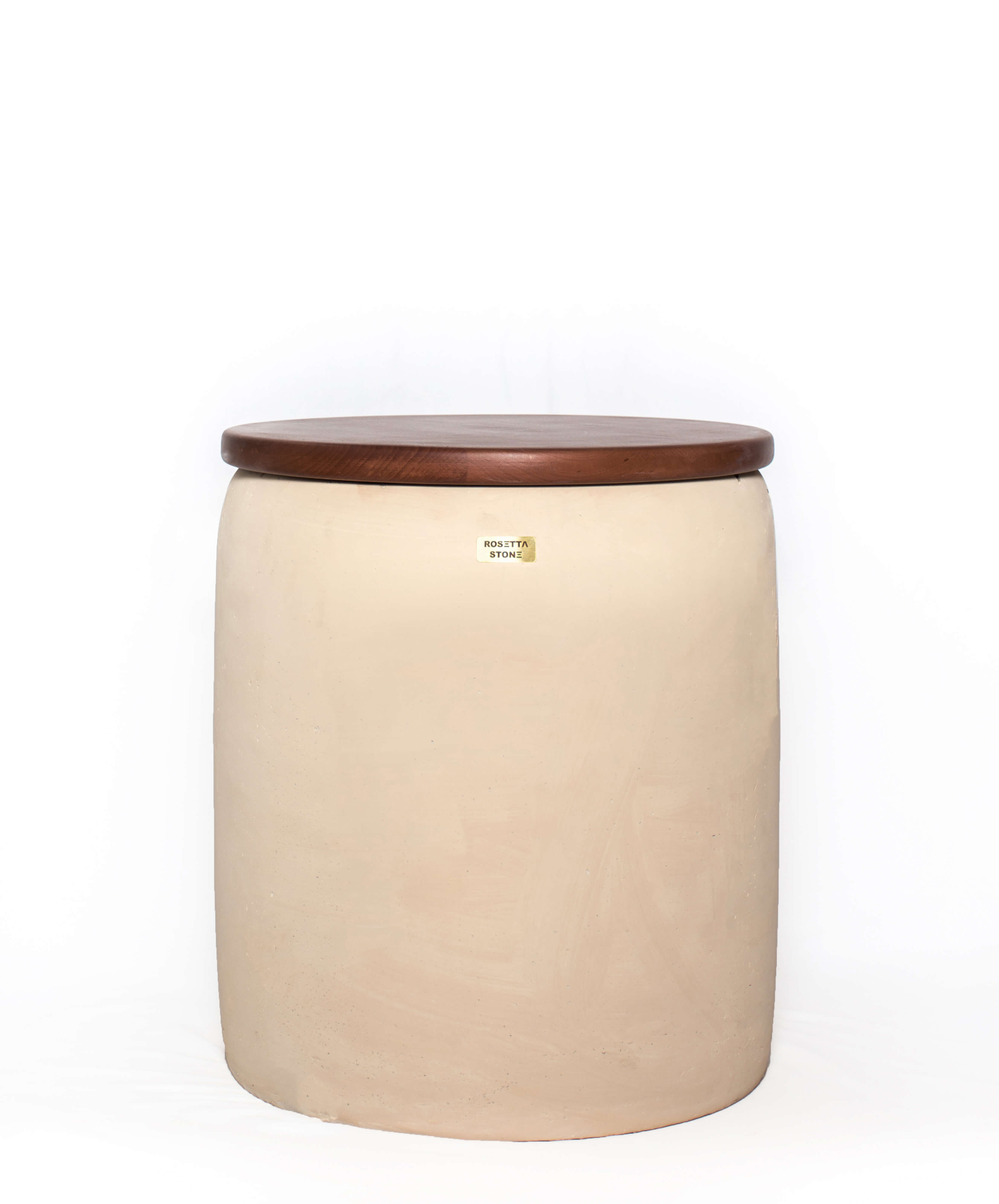 Cleo_Large - Side Table - Cast Stone - Beech Pine Top - Round 0