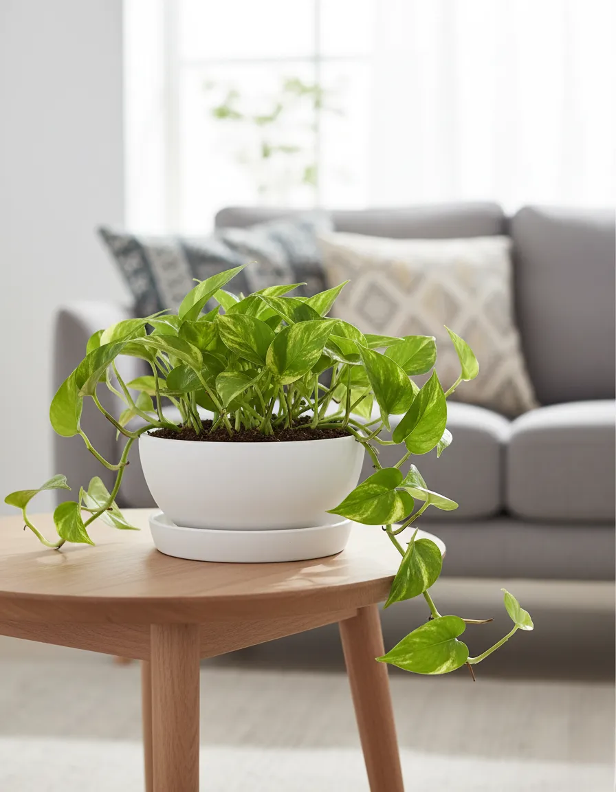 Beige Decorative Plant Pot with Plate - 25 cm 1