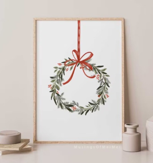 Christmas Wreath Print 0