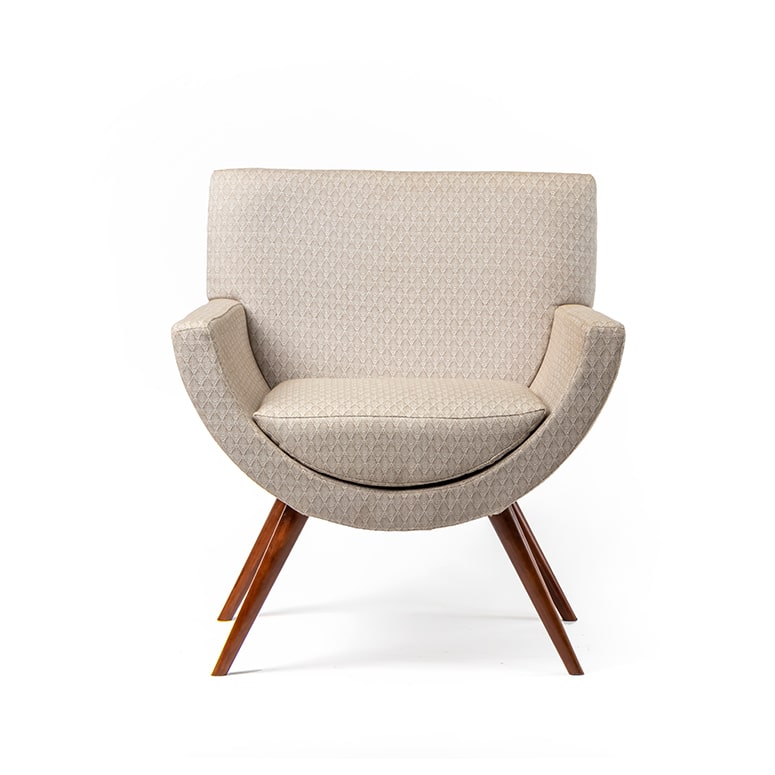 U-Chair With Upholstered Body & Wooden Legs 0