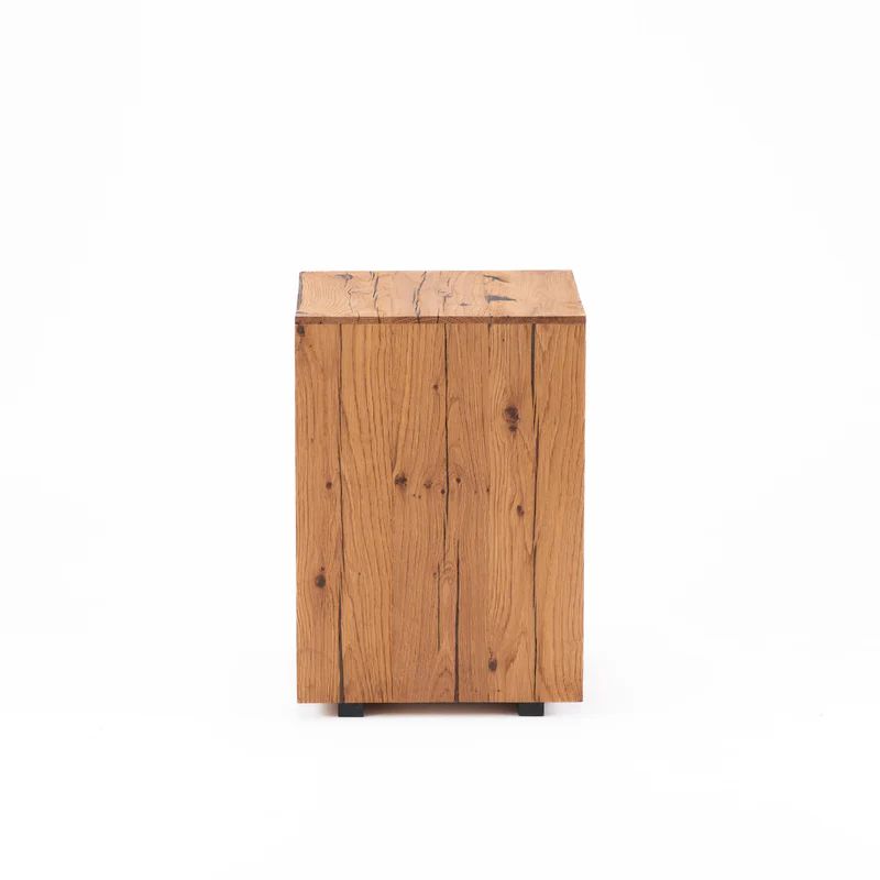 Reclaimed Oak Side Table - Rustic Square Design 4