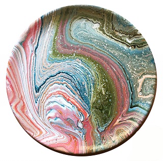 Acrylic pouring Wall Hanging Pottery Plate 0