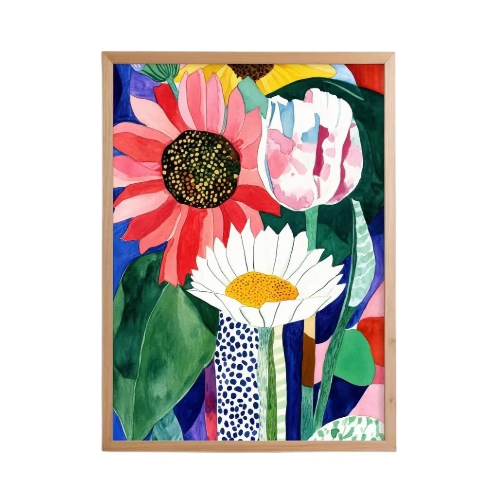Colorful Wildflowers Abstract Print – Bold Floral Modern Wall Art 0