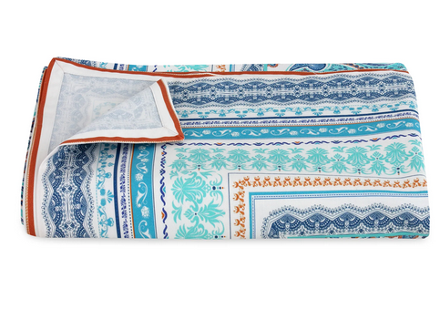 Aqua Paisley Cotton Tablecloth 0