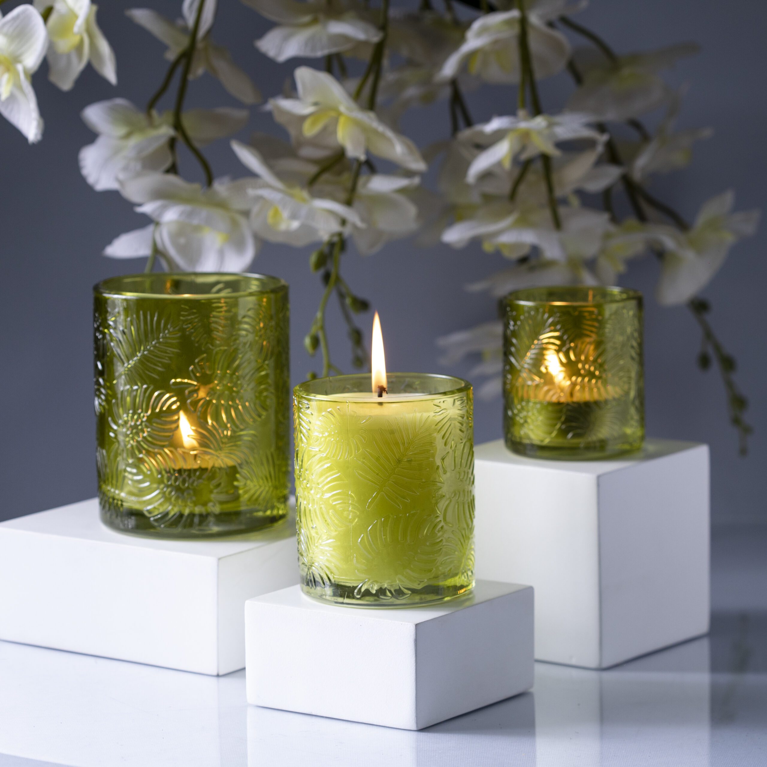 Textured Leaf Glass Jar 1