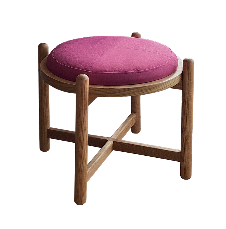 Nordica Tora Stool - Sturdy Wooden Legs - Round Padded Seat 0