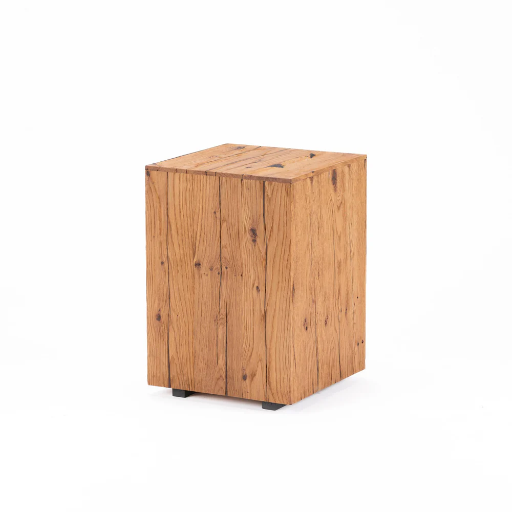Reclaimed Oak Side Table - Rustic Square Design 0