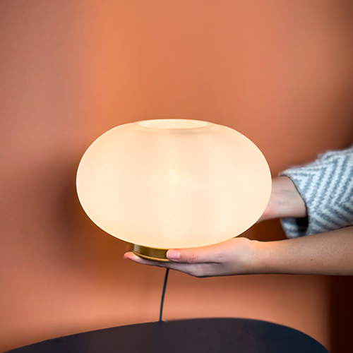 Lucine Table Lamp - Pyrex Glass & Brass 1