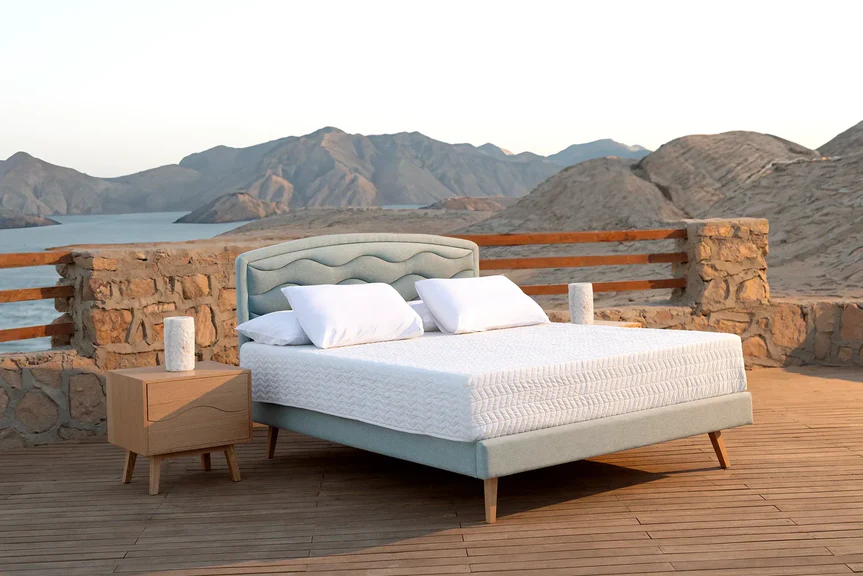 Tide Bed Upholstered With Oak Legs 4