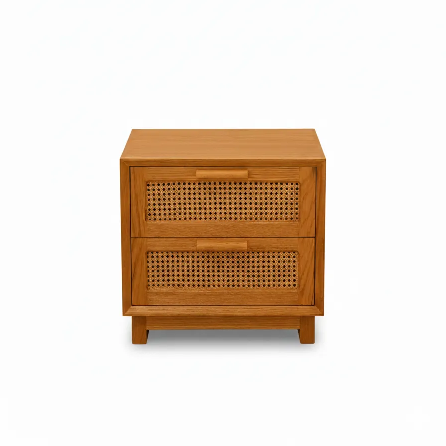 Nora Bedside Table With 2 Cane Front Drawers image
