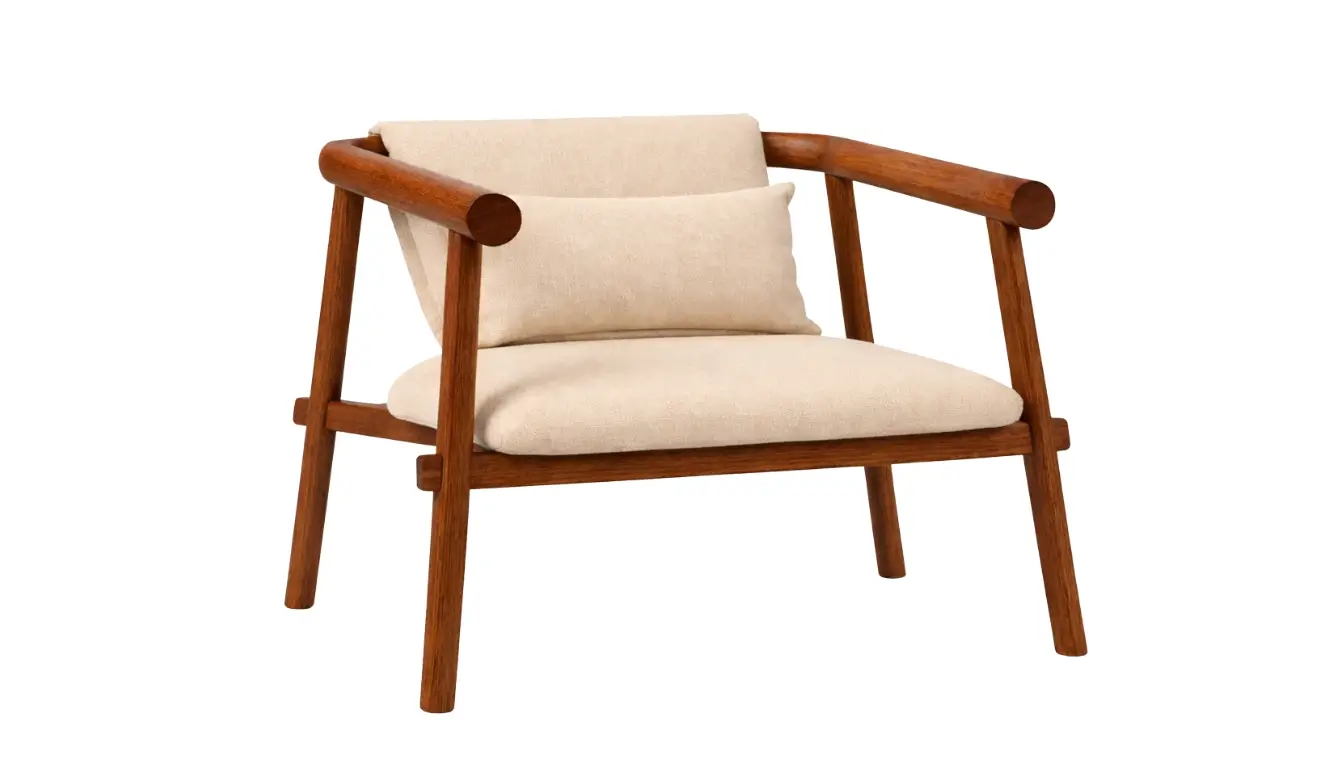 Nairobi Armchair In Beech Wood - Upholstered Back & Seat image