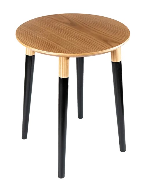 Basic Side Table Colored Legs - Oak Veneer - Round Design (Black) 0