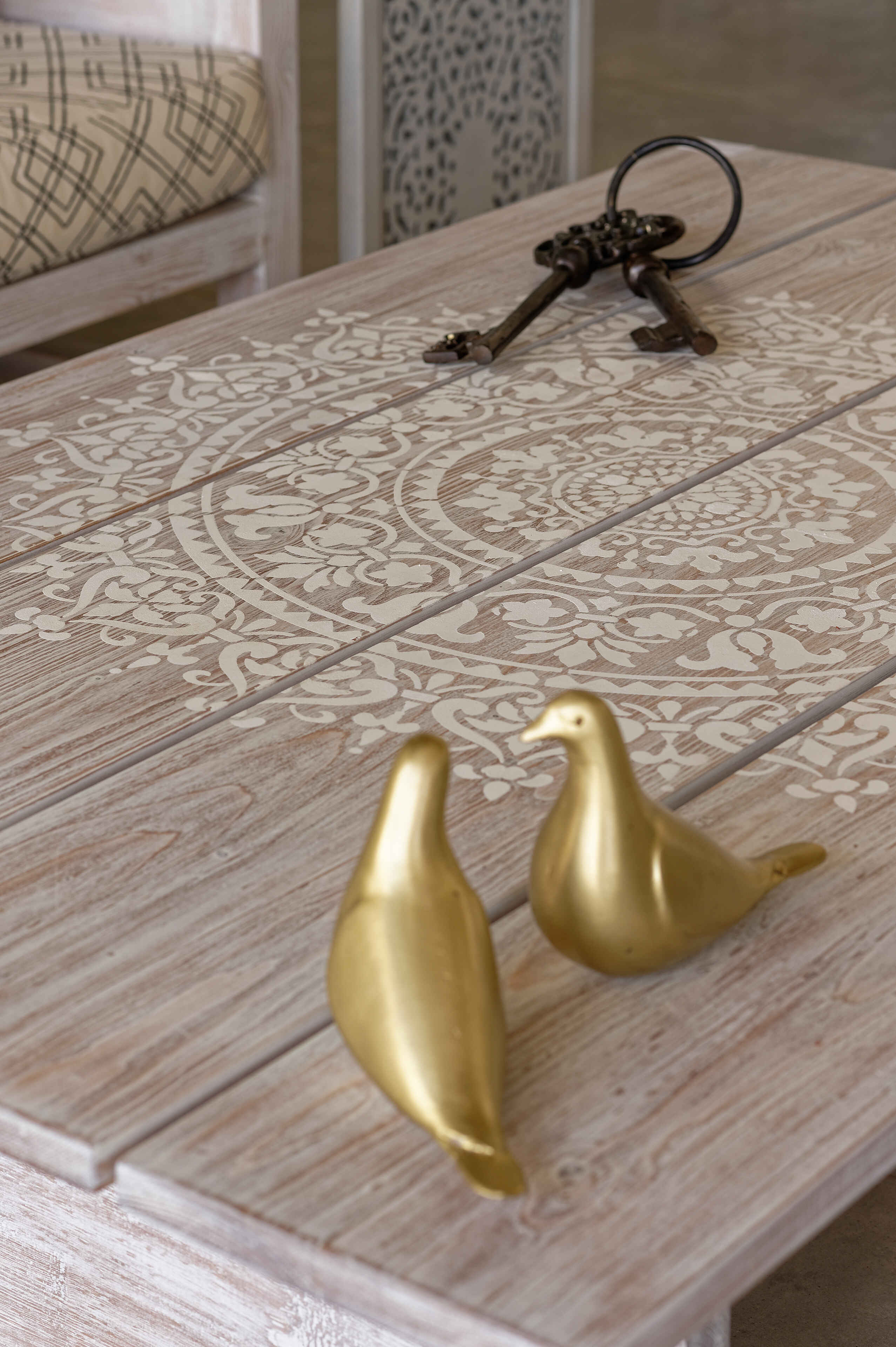 Mandella Coffee Table - Printed Top With Wooden Structure 1