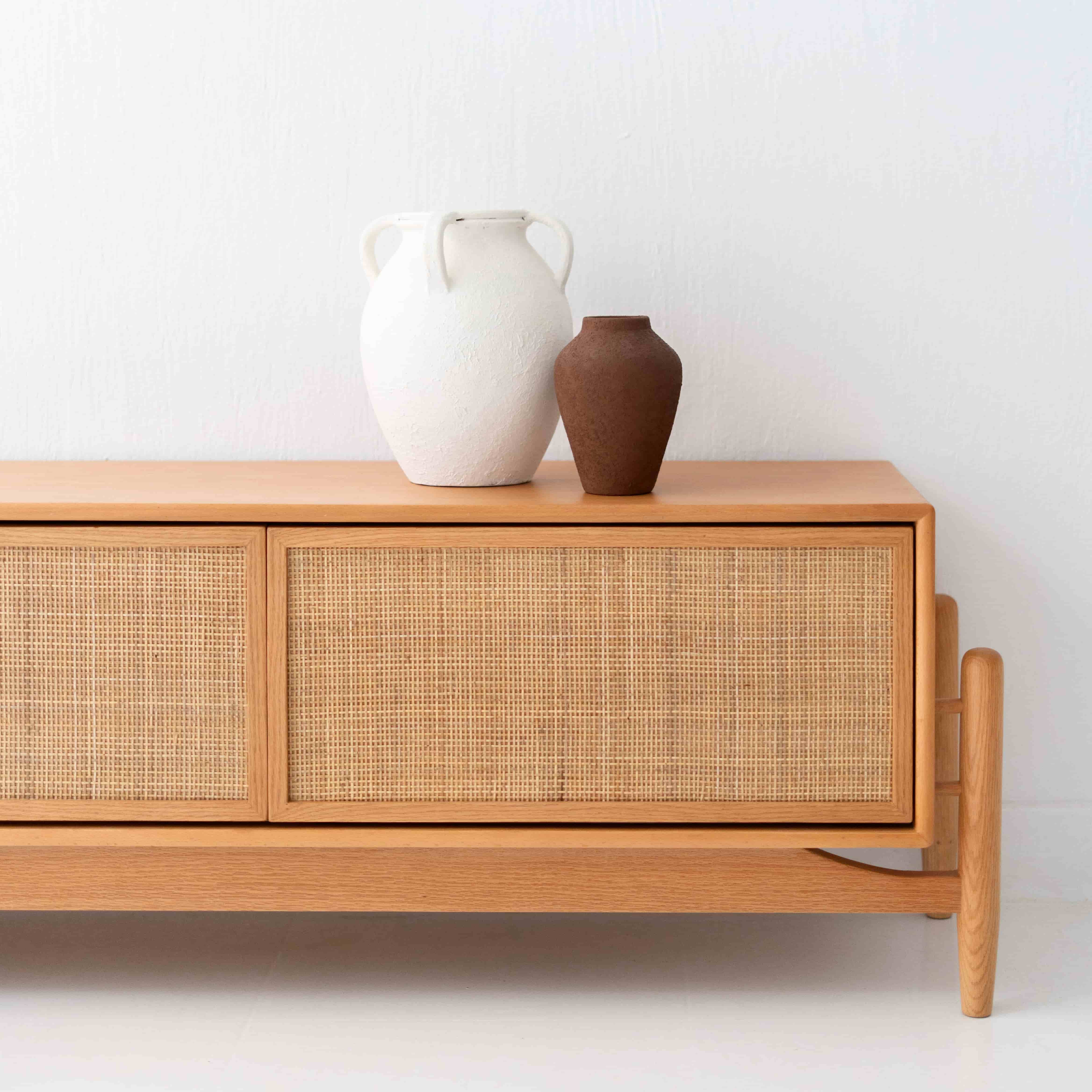 Birla TV Unit - Wood & Rattan Media Console 2