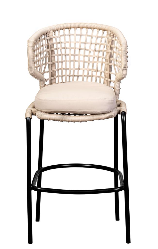 Mintra Rope Weave Bar Stool With Aluminum Legs and Treated Fabric Seat 2
