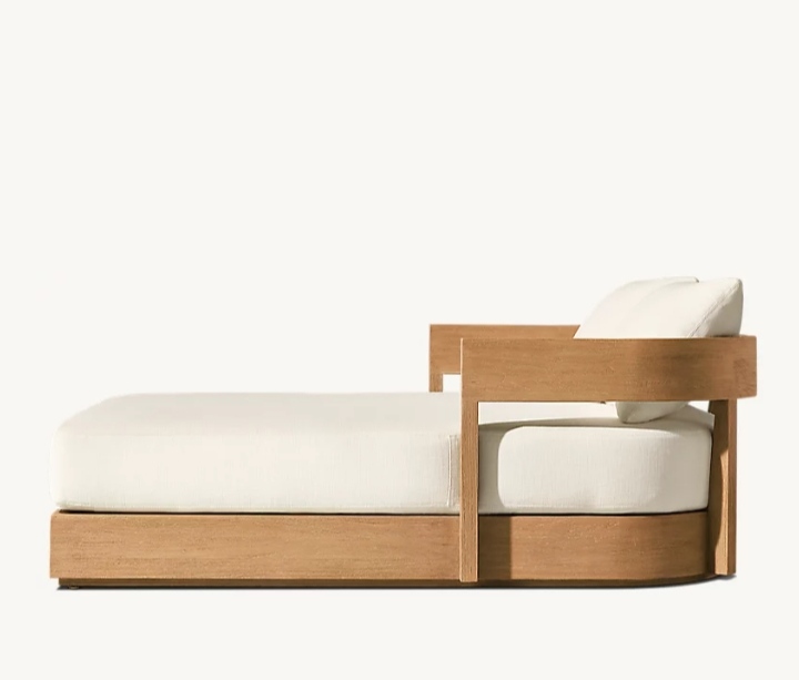 Curve Sunbed - Swedish Wood - Waterproof Fabric 2