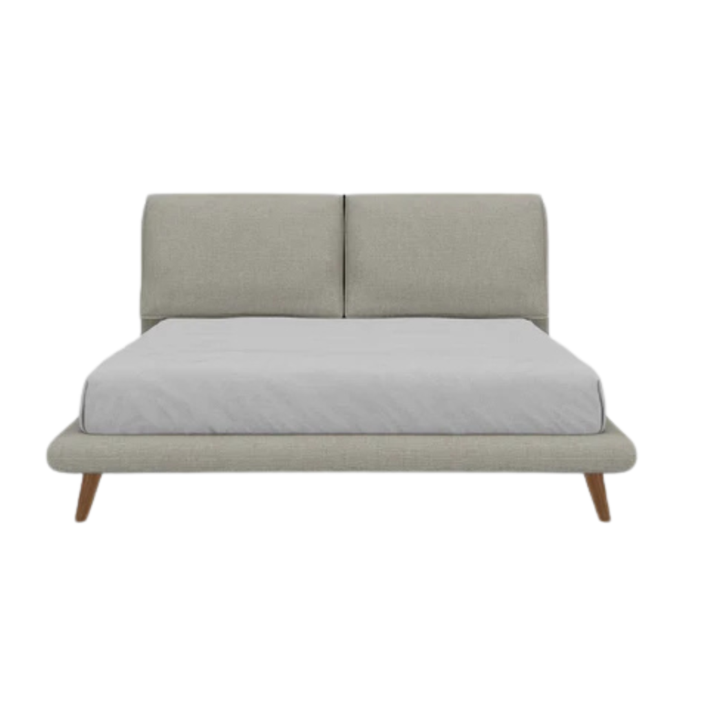 Bliss Upholstered Bed with Cushioned Backrest and Wooden Legs 0