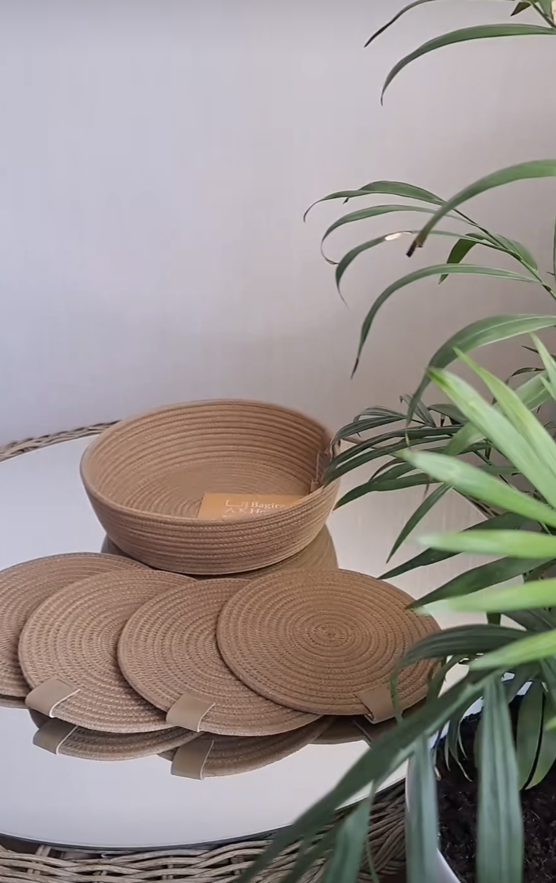 Handmade Woven Coasters set & woven bowl ( 4 coasters ) 0