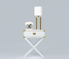 Corners of Brass Nightstand - 1 Drawer - White Color 1