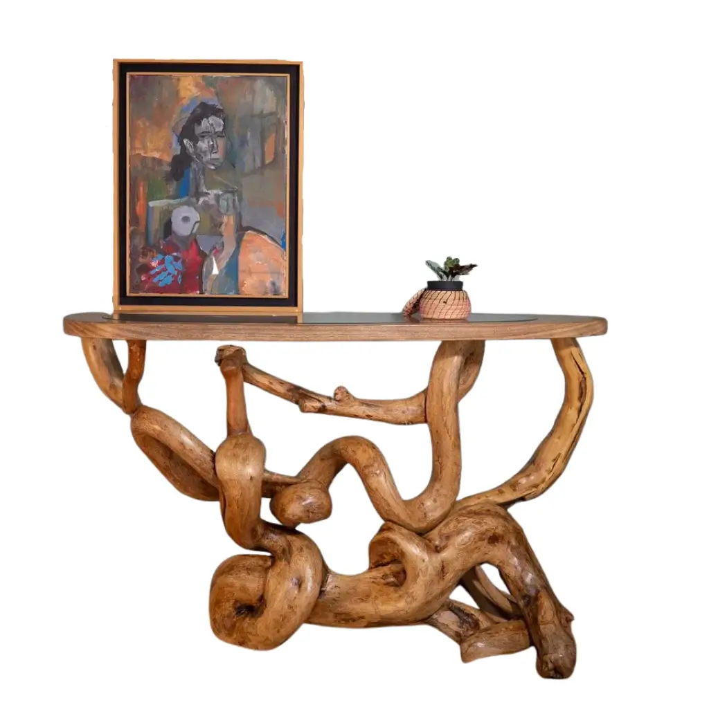 Root Console – Root Tree Base, Oval Shape with Glass Top 0